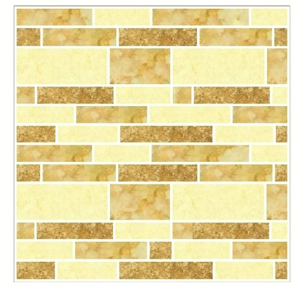 Pack of 10 cream yellow subway mosaic tile stickers transfers, with added gloss affect, just peel and stick, bathroom kitchen