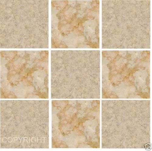 Pack of 10 cream stone effect mosaic tile stickers transfers, with added gloss affect, just peel and stick, bathroom kitchen