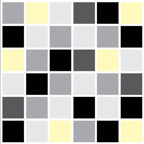 Pack of 10 black and yellow mosaic tile stickers transfers, with added gloss affect, just peel and stick, bathroom kitchen