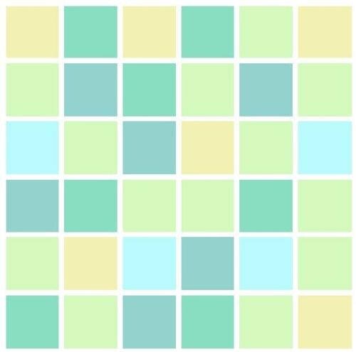 Pack of 10 pastel blue green yellow mosaic tile stickers transfers, with added gloss affect, just peel and stick, bathroom kitchen