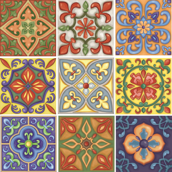 Traditional tile transfers stickers wall Vintage Victorian Moroccan retro mosaic 6x6