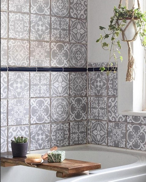 Traditional tile transfers stickers wall Vintage Victorian Moroccan retro mosaic 6x6