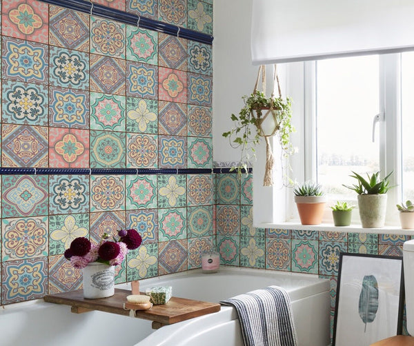 Traditional tile transfers stickers wall Vintage Victorian Moroccan retro mosaic 6x6