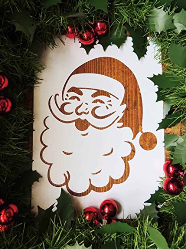 Father Christmas Santa Claus Face Window Stencil Print